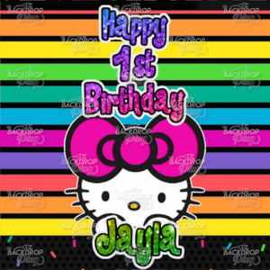 Kitty Black Rainbow - Digital Editable Template Download