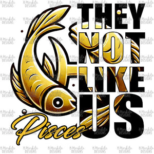 They Not Like Us - Pisces - Gold - White Canvas - Digital Download - Ready To Print