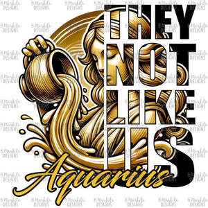 They Not Like Us - Aquarius - Gold - White Canvas - Digital Download - Ready To Print