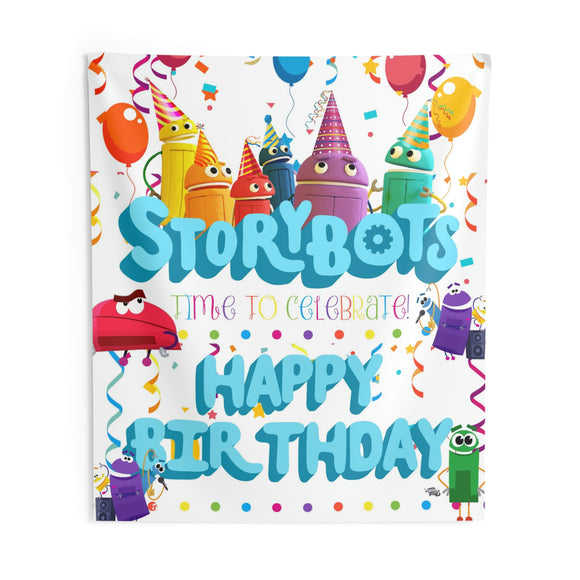 StoryBots Backdrop | StoryBots Banner | StoryBots Party Decorations | StoryBots Birthday Party Decor White Colorful