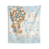 Teddy Bear Backdrop | We Bearly Can Wait For You | Teddy Bear Banner | Teddy Bear Party Decorations | Teddy Bear Birthday Party Blue Brown