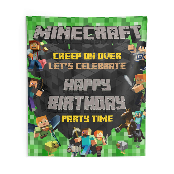 Minecraft Backdrop | Minecraft Banner | Minecraft Party Decorations | Minecraft Birthday Party Black Green Yellow