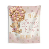 Teddy Bear Backdrop | We Bearly Can Wait For You | Teddy Bear Banner | Teddy Bear Party Decorations | Teddy Bear Birthday Party Tan Pink