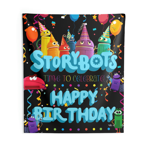 StoryBots Backdrop | StoryBots Banner | StoryBots Party Decorations | StoryBots Birthday Party Decor Black Colorful