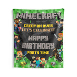Minecraft Backdrop | Minecraft Banner | Minecraft Party Decorations | Minecraft Birthday Party Black Green Yellow