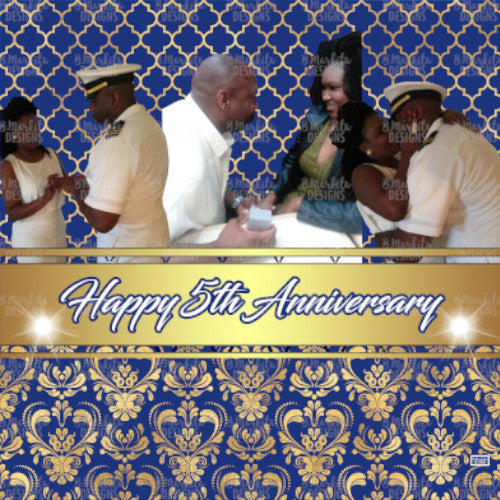 Blue and Gold Damask - Digital Editable Template Download
