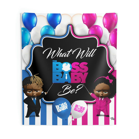 Boss Boy Girl Backdrop Banner | Boss Boy Girl Gender Reveal | Boss Boy Girl Party Decorations | Boss Boy Girl Blue Pink | Dreads Fro