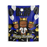 Boss Boy Backdrop | Boss Boy Banner | Boss Boy Party Decorations | Boss Boy Birthday | Boss Boy Blue Black Gold | Boss Boy Curly Fro
