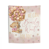 Teddy Bear Backdrop | We Bearly Can Wait For You | Teddy Bear Banner | Teddy Bear Party Decorations | Teddy Bear Birthday Party Tan Pink