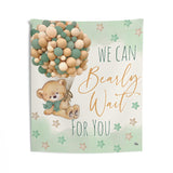 Teddy Bear Backdrop | We Bearly Can Wait For You | Teddy Bear Banner | Teddy Bear Party Decorations | Teddy Bear Birthday Party Tan Green